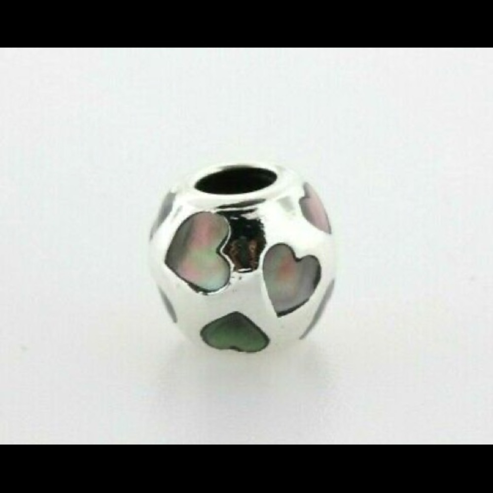 Retired Pandora love me mother of Pearl hearts (black) (790398MPB)